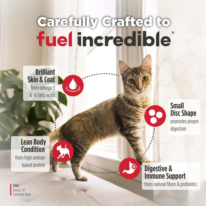 nulo freestyle dry cat food duck & cod, high protein grain-free dry cat food, natural kibble with probiotics and omegas fatty acids, 14lb bag
