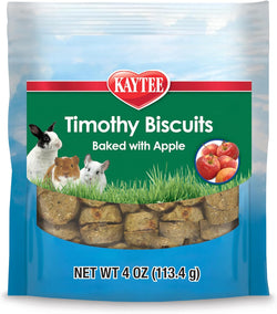 Kaytee timothy biscuits baked treats for pet guinea pigs, rabbits, and other small animals, 4 oz, apple flavor