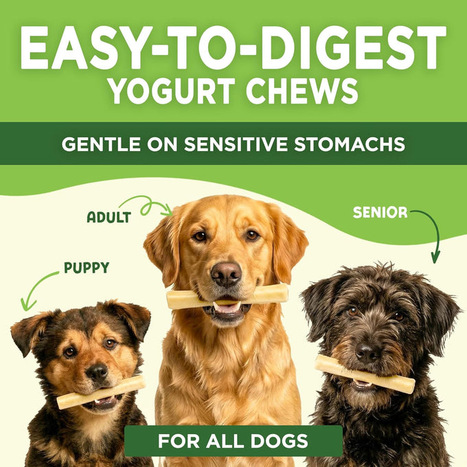 EcoKind Peanut Butter Yogurt Dog Chews - Probiotics, Lactose Free, Grain Free, Natural Dog Treats for All Breeds, USA Made, 25 Chews