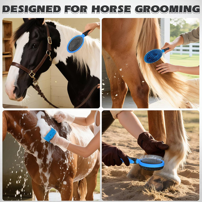 2PCS pet grooming tools - double-sided brush for shedding and bathing - suitable for short/long haired dogs cats and horses - pet supplies (blue)