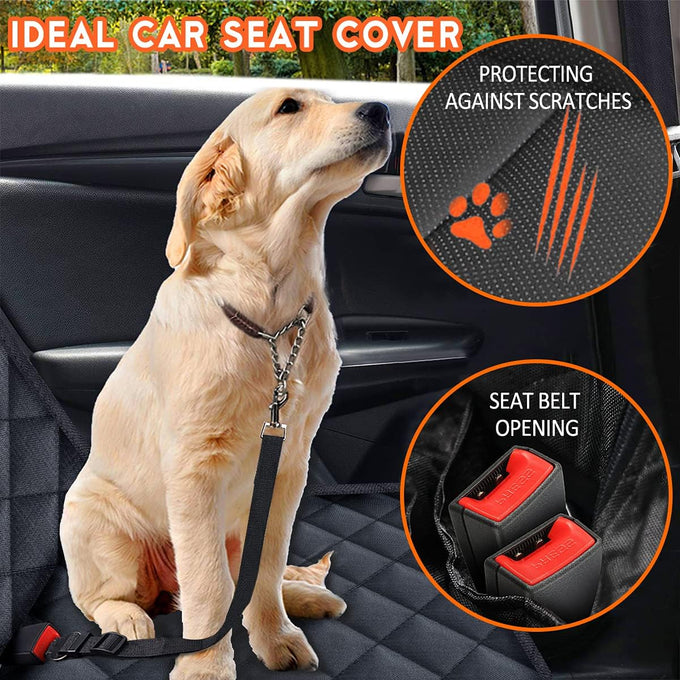 Yuntec black dog car seat cover for back seat protector fits most cars trucks SUVs with non-slip 600D oxford fabric