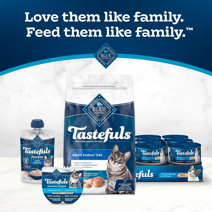 blue buffalo tastefuls flaked wet cat food variety pack, real meat, tuna, chicken, fish & shrimp, 12 count, 4 of each