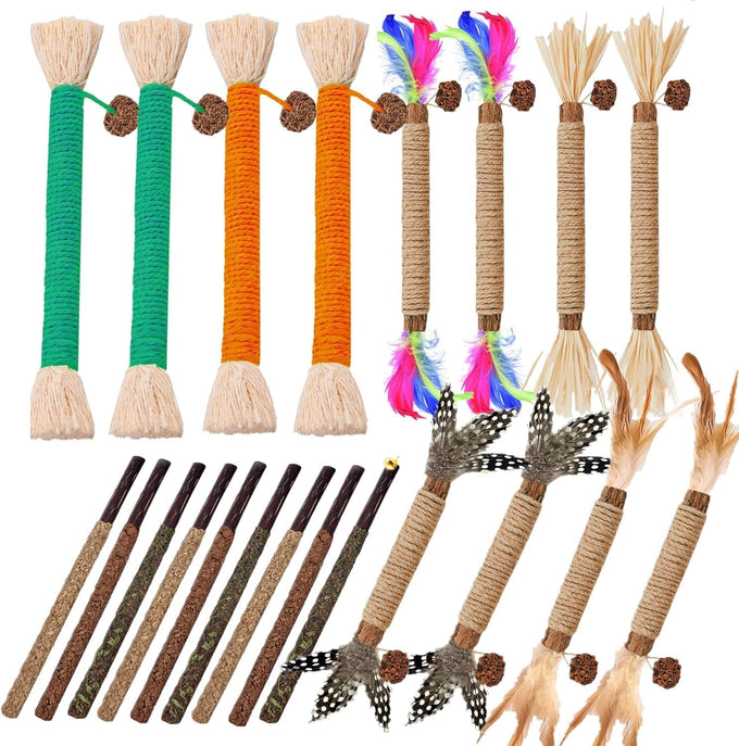 100% Organic Silvervine Wood Catnip Stick 3Pack for Cleaning Teeth and Relief