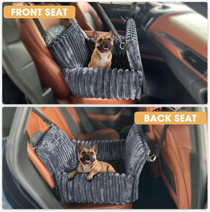 mixjoy dog car seat grey small medium dogs up to 25 lbs multi-functional pet travel bed with clip-on leash