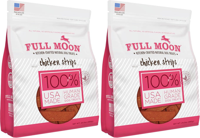 Full Moon human-grade all-natural chicken strips for dogs, 1.5 pound pack made in USA grain-free