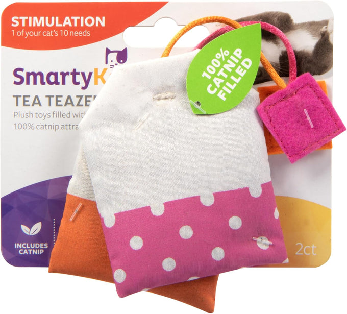 SmartyKat (2 Count Tea Teazers Catnip Cat Toys - Pink/Orange, 6.88" x 2.5" x 0.25")