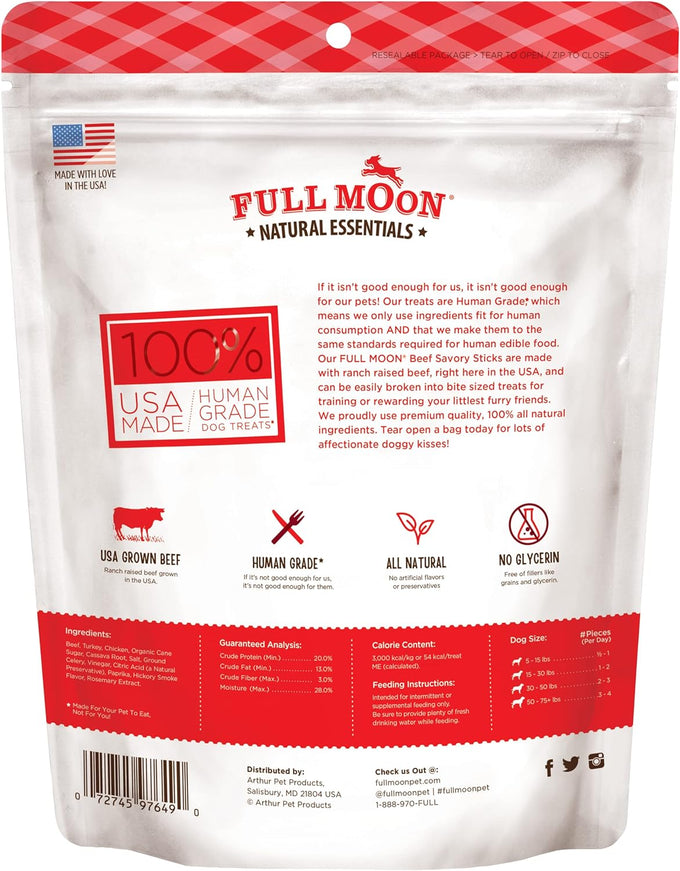 Full Moon Human Grade Beef Savory Sticks Dog Treats, 22 Ounce, US-Grown, 1.375 Pound