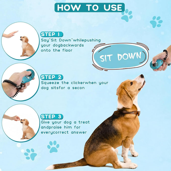 black-blue dog training clicker with adjustable wrist and keyring for pet training tools