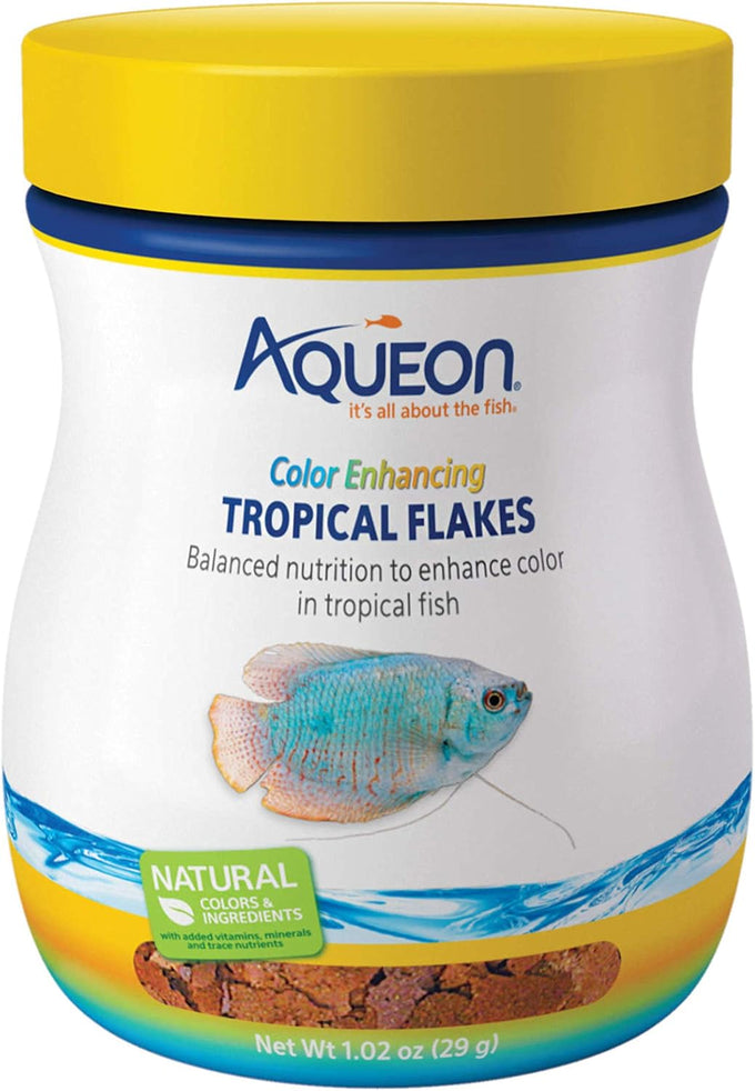 Aqueon Tropical Flakes Color Enhancing for Surface Feeding Fish with Vitamins and Minerals 1.02 Ounces