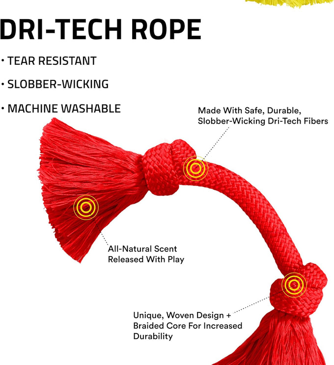 Playology dog toys Dri-Tech rope tug of war dog toy for tough chewers medium size beef scented