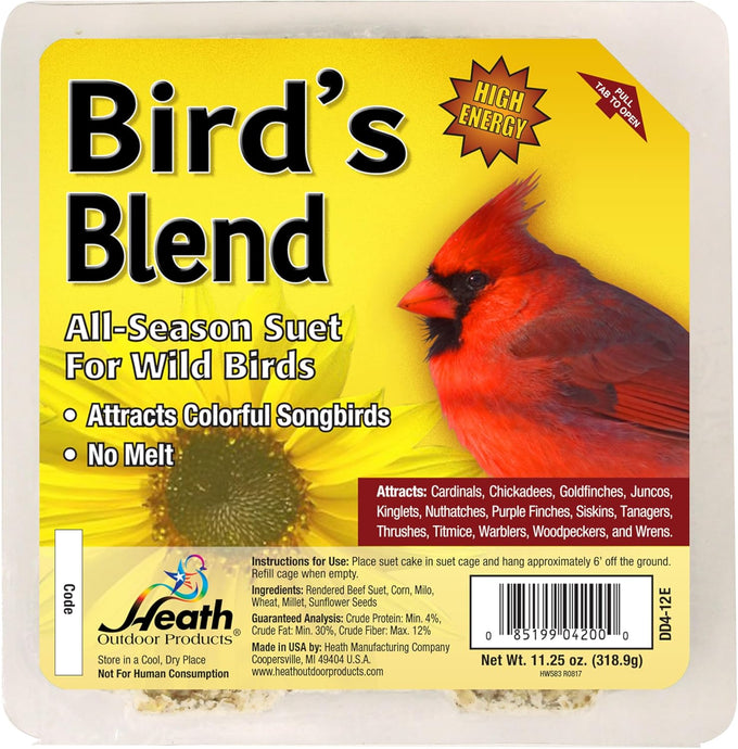 Heath Outdoor Products DD4SS high energy suet cakes, 12-pack case, no melt, easy-open packaging