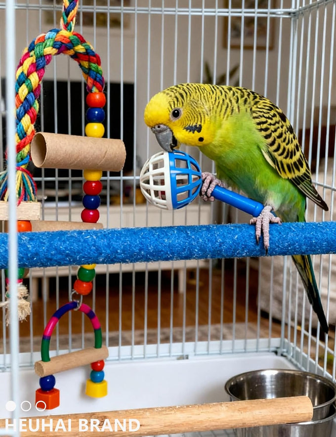 22-piece parakeet bird toy set with colorful bell and rattan balls, safe, non-toxic materials for small birds