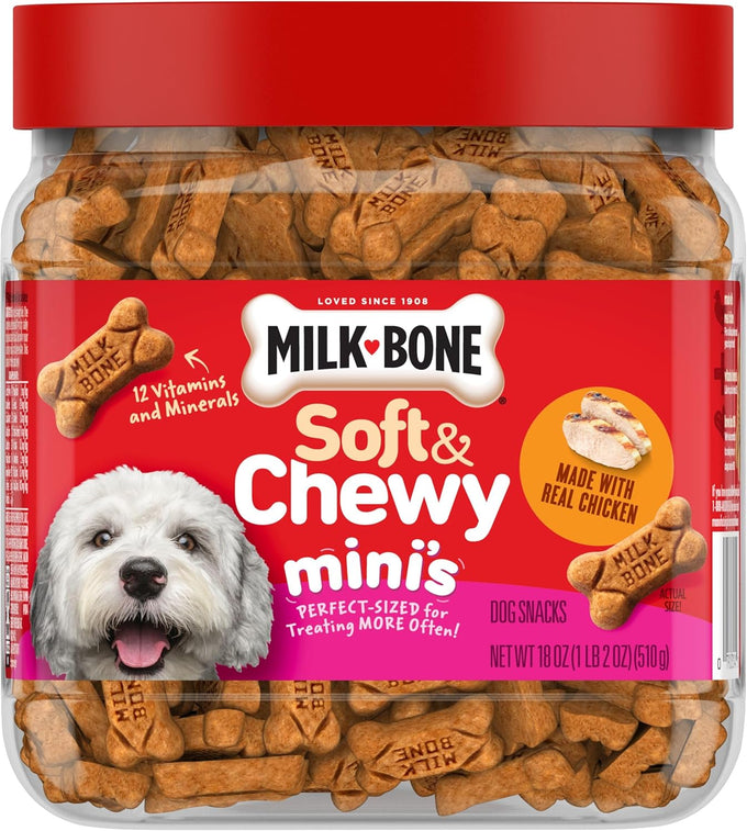 Milk-Bone Soft & Chewy Mini's Made with Real Chicken Dog Treats, 18 Ounce Canister