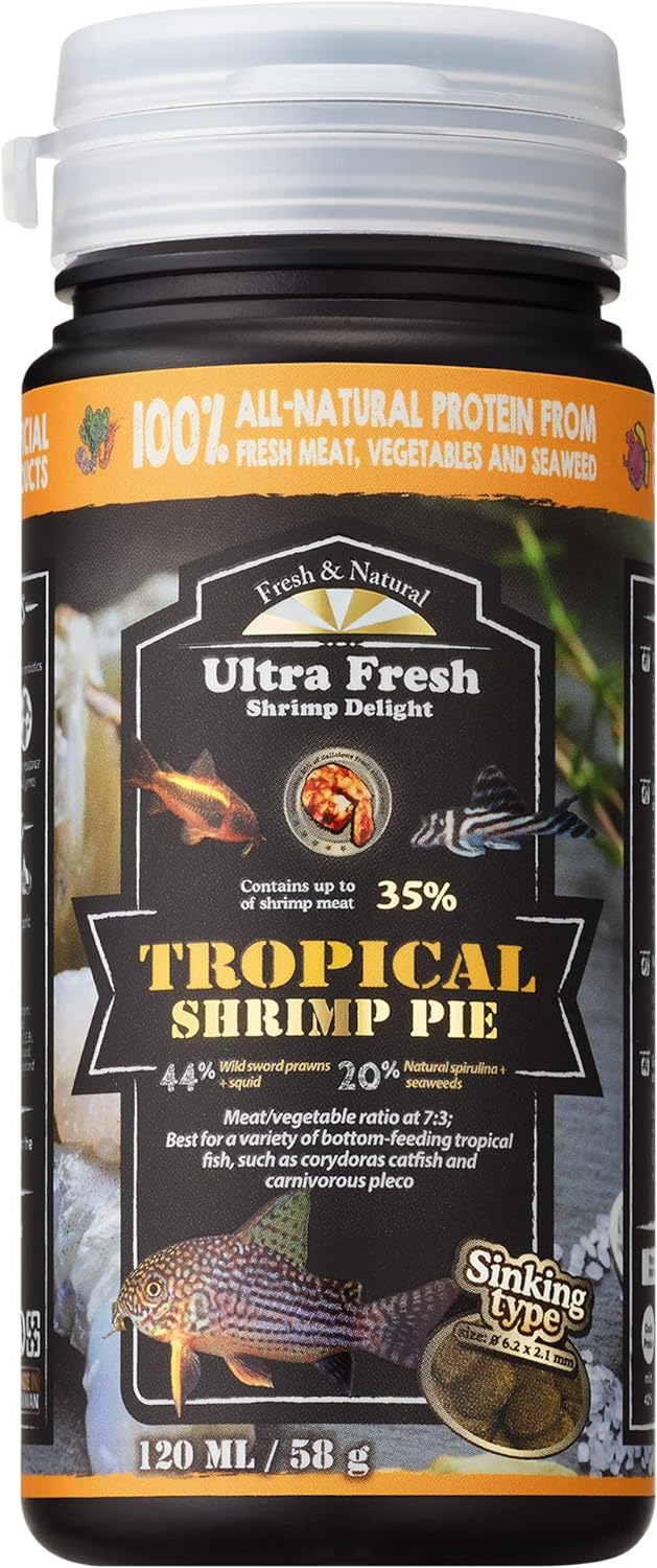 Ultra Fresh Sword Prawn Bottom Feeder Fish Food, 2.05 Ounces, Natural Protein, Balanced Diet for Catfish and Tropical Shrimp