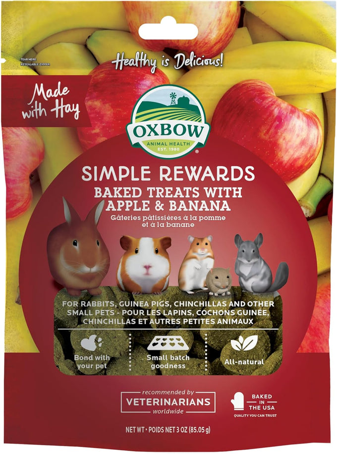 Oxbow Simple Rewards Timothy Hay Guinea Pig & Bunny Treats, 3 oz Bag, Natural Pet Snack, Made in USA