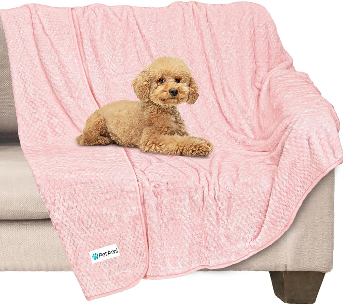 PetAmi waterproof gray dog blanket for medium large dogs, leakproof fleece throw for cats, 40x60 inches sofa couch cover protector