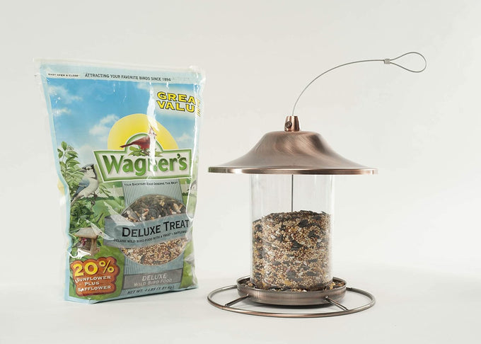 Wagner's 62067 Deluxe Treat Blend Wild Bird Food, 4-Pound, USA-Made Seed Mix for Perching and Ground Feeding Birds