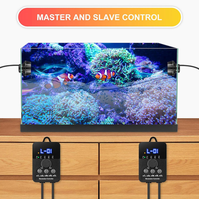 24V 12W 2100GPH mini aquarium wavemaker with controller, magnetic mounting for 50-100 gallon tank