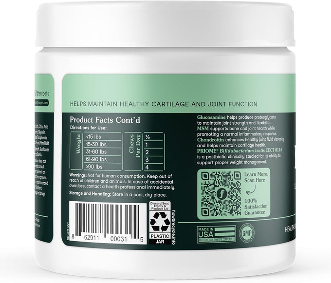 Fera Pets Hip & Joint Supplement for Dogs with Glucosamine Chondroitin MSM Green Lipped Mussel - Supports Joint Mobility and Weight