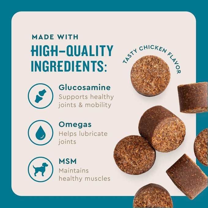 VetIQ Glucosamine Hip & Joint Supplement for Dogs, 180 Soft Chews, Chicken Flavored Chewables for Large & Small Breeds