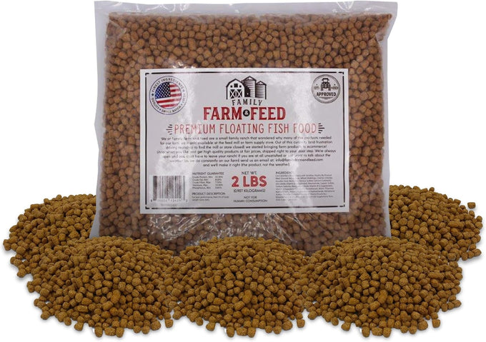 Premium floating pellets for pond and lake fish, 2 pounds, complete nutrition