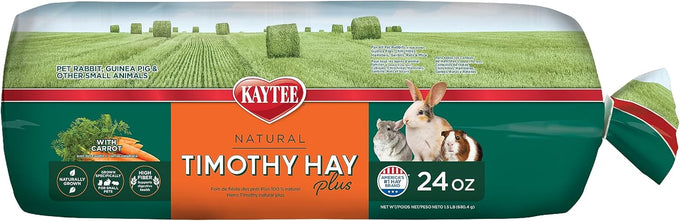 Kaytee timothy hay plus carrots for guinea pigs rabbits and small animals, 24 oz