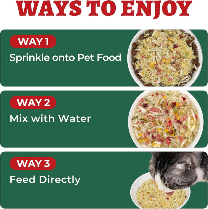Wellix Pet Freeze Dried Treats High Protein Cat & Dog Food Topper 7.05oz 3 Ingredients Cat Grass Cranberry Pumpkin