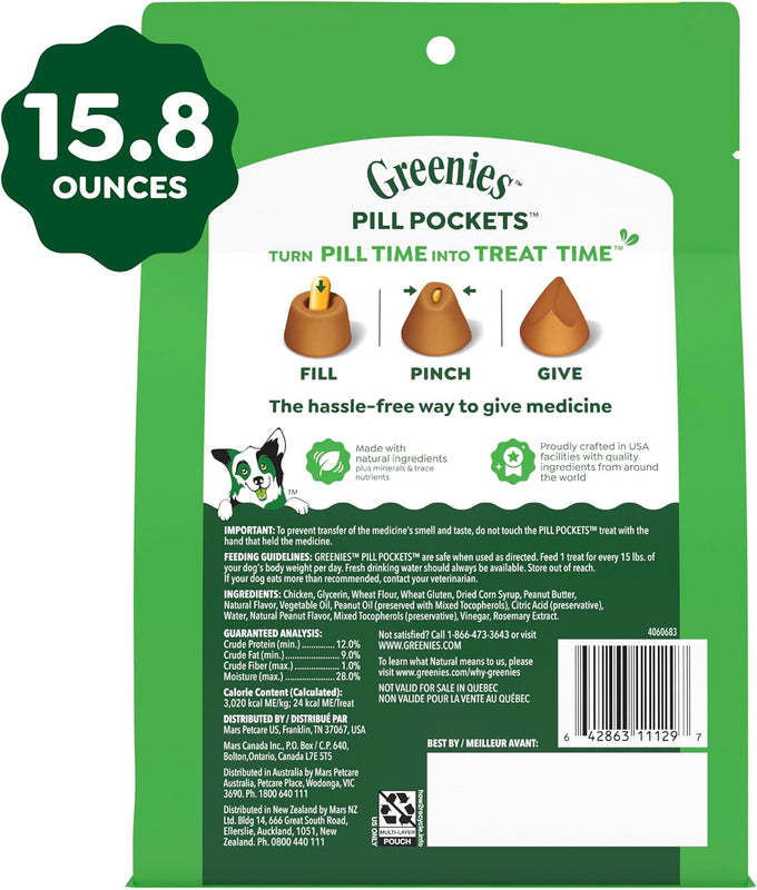 Greenies pill pockets for dogs large size peanut butter flavor 15.8 oz pouch