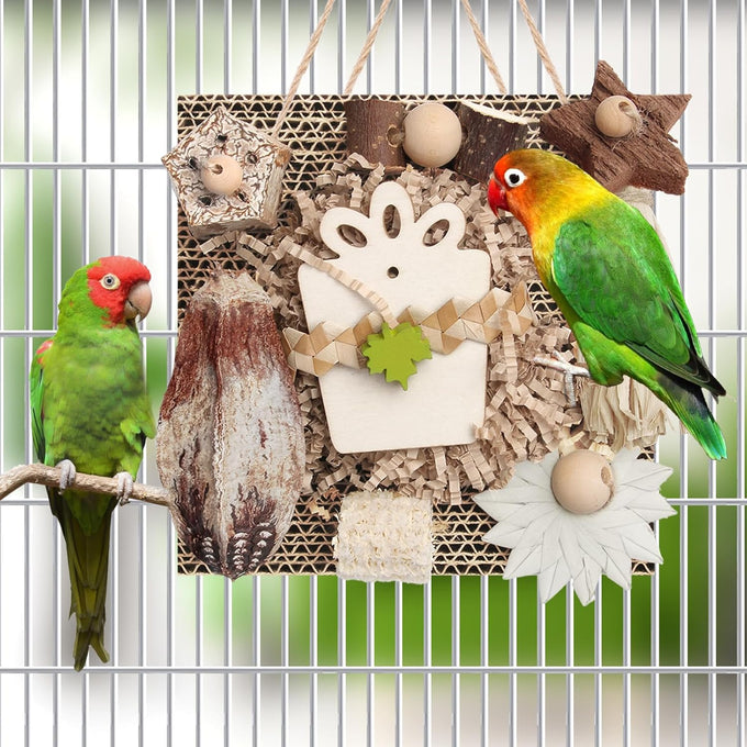 kyouki bird toys medium parakeet parrot conure hanging chewable cardboard foraging suitable budgies cockatiels lovebirds sun conures