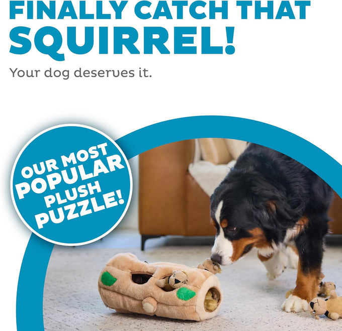 Outward Hound Hide-A-Squirrel 2-in-1 Plush Puzzle Dog Toy with 6 Squeaky Removable Squirrels, X-Large