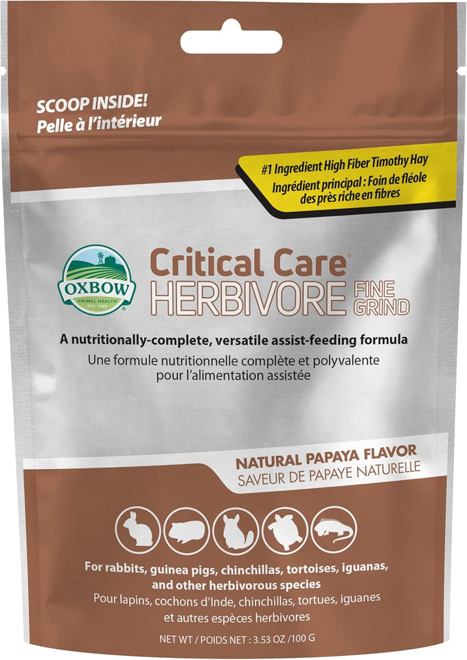 oxbow critical care herbivore emergency guinea pig food and rabbit food for recovery natural apple banana flavor 141 grams made in usa