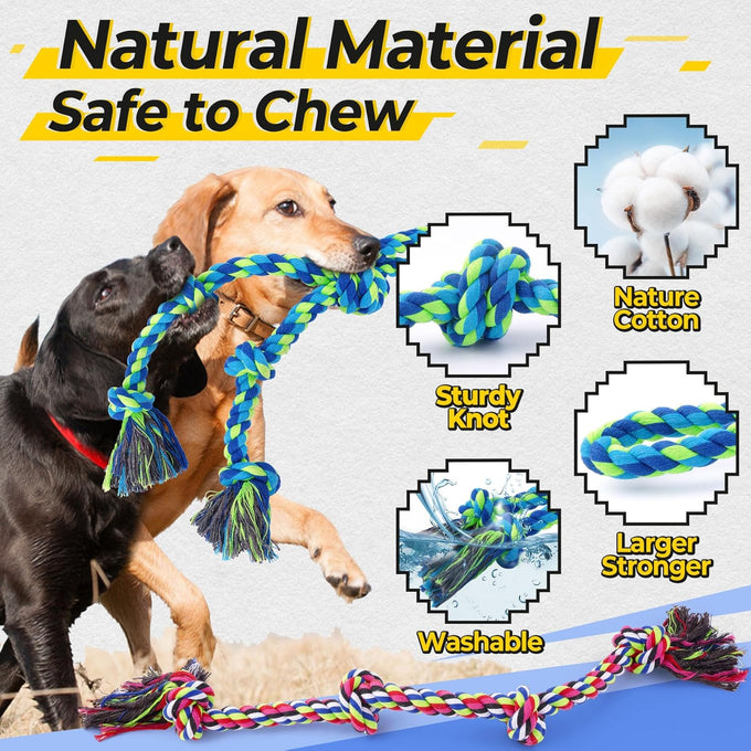 tough dog rope toys for aggressive chewers, durable tug of war dog toys, 5 pack including ropes and supplies