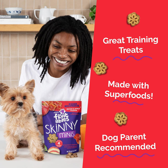 Fruitables Skinny Mini Dog Treats, Low Calorie & Delicious, Sweet Potato, Apple & Bacon Flavor, 12 oz