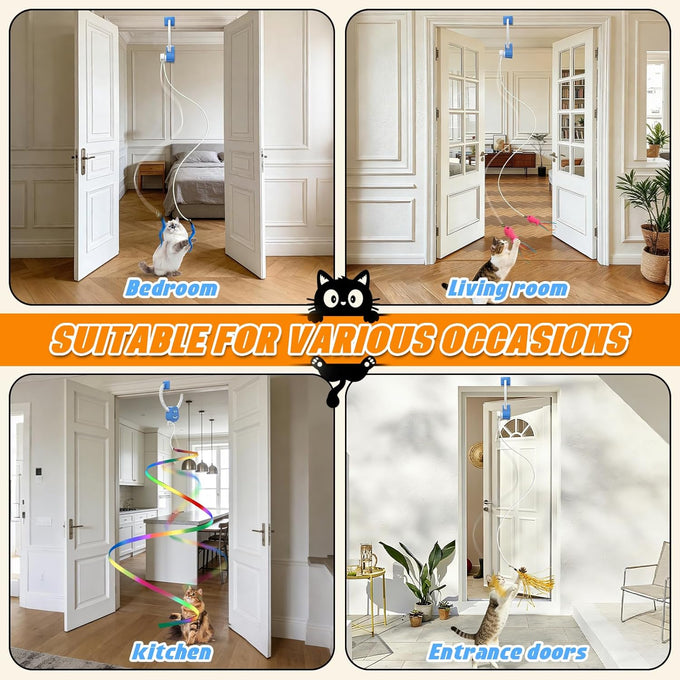 Interactive Automatic Cat Toy with Rechargeable Battery, Hanging Door Cat Teaser for Exercises, Fun Games, Boredom Relief