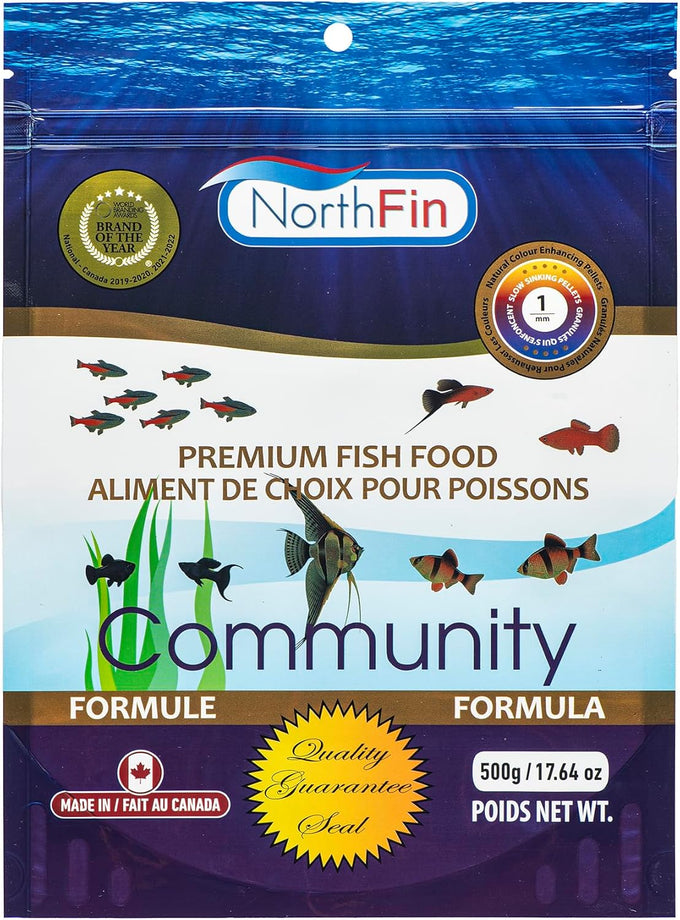 Northfin fish food community formula slow sinking pellets 0.5mm diameter 100g