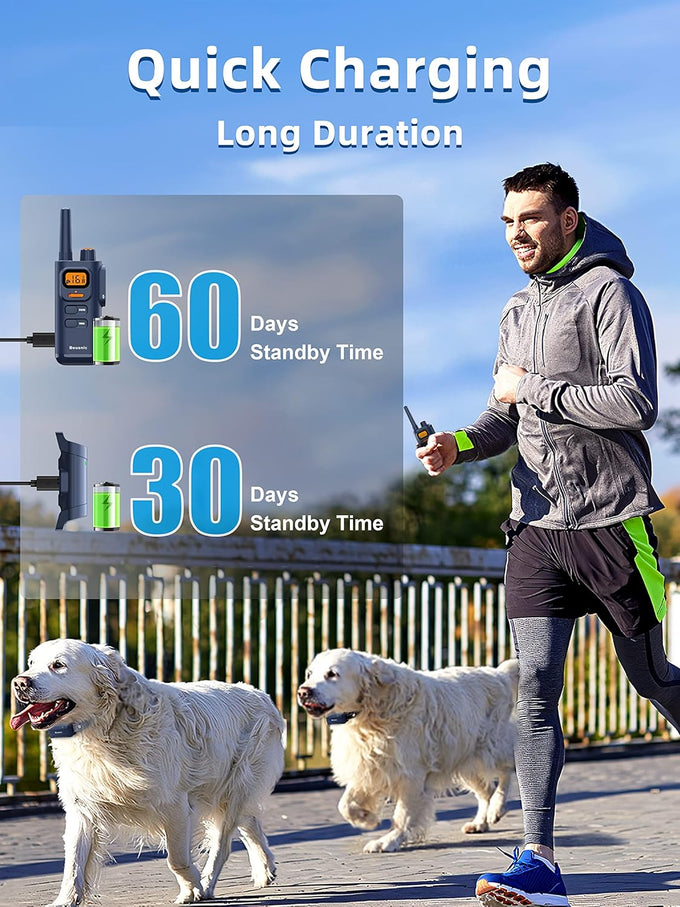 Bousnic 4000ft range waterproof dog shock collars for 2 dogs, humane shock modes, rechargeable e collars for large medium small dogs