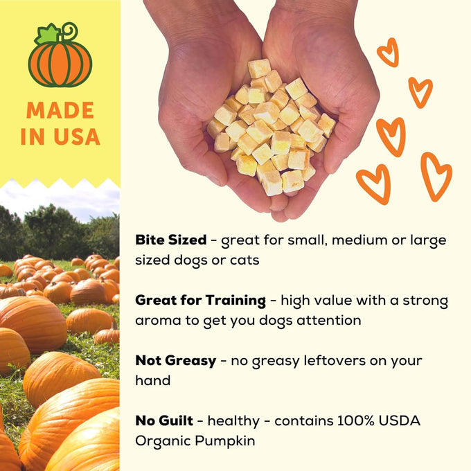 A Better Treat Freeze Dried Organic Pumpkin Dog and Cat Treats, Single Ingredient, Natural, Healthy