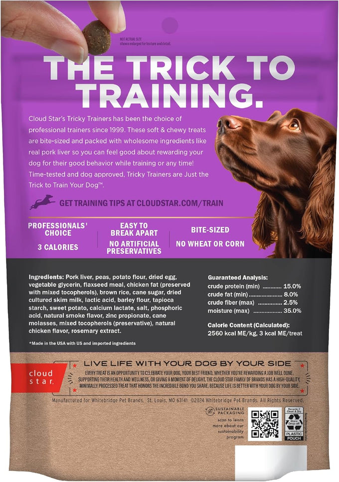Cloud Star Tricky Trainers Soft & Chewy Liver Dog Treats, 14 oz. Pouch, Bite-Sized, Made in the USA