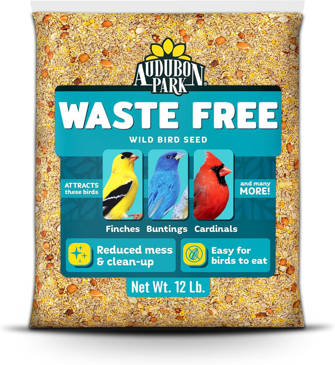 Audubon Park 12 lb No Mess Wild Bird Seed Blend with Sunflower Hearts & Peanut Pieces for Outside Feeders