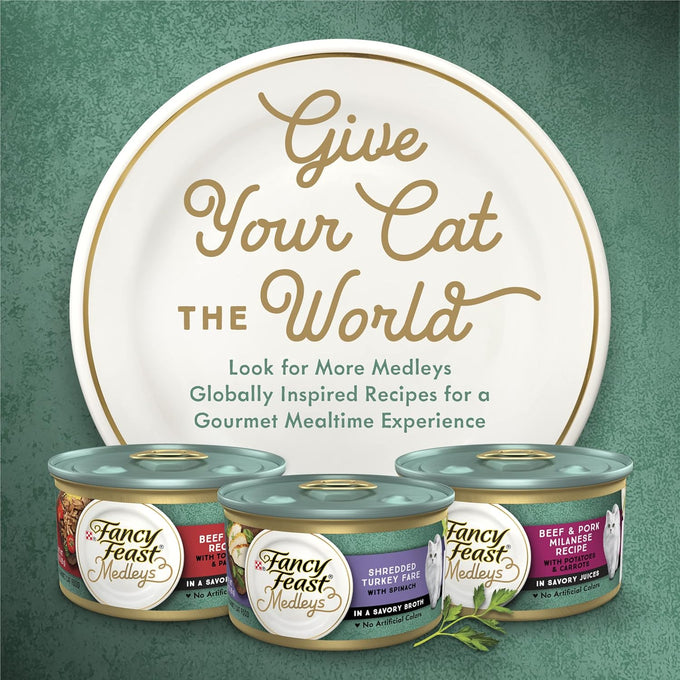 Purina Fancy Feast Medleys Primavera Wet Cat Food Variety Pack, 2 Packs of 12, 3 oz. Cans, Artificial-Free