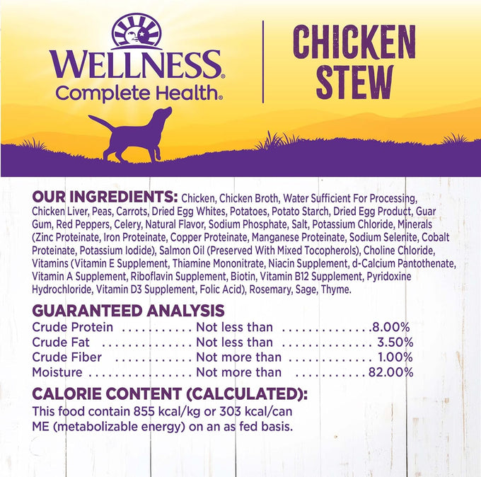 Wellness Grain-Free Chicken Stew Wet Dog Food, 12.5 oz, 12 Cans