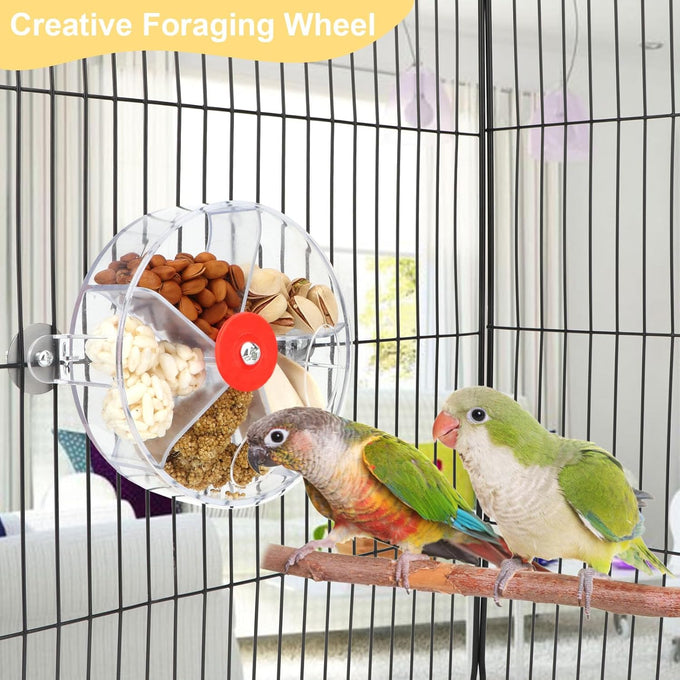 Bird Creative Foraging System Wheel Seed Food Ball Rotate Training Toy for Small Parrots