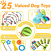 zeaxuie dog chews 25 pack luxury rope toys squeaky puppy toys for small dogs teething