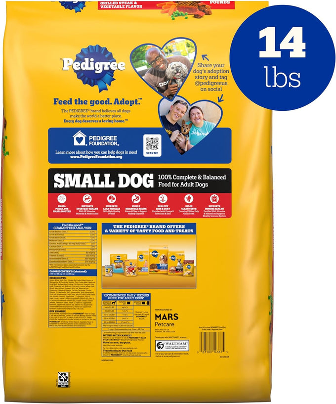 Pedigree Grilled Steak & Vegetable Dry Dog Food, 14 lb.