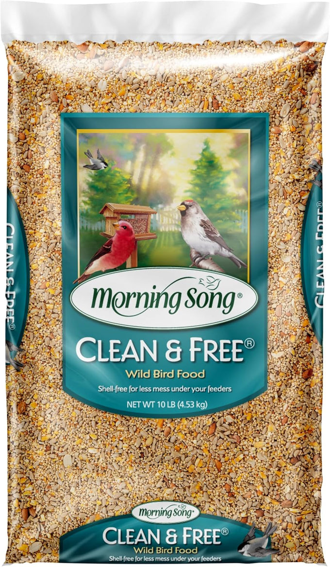 Morning Song clean & free shell bird food, premium no mess seed for outdoor feeders, 10-pound bag
