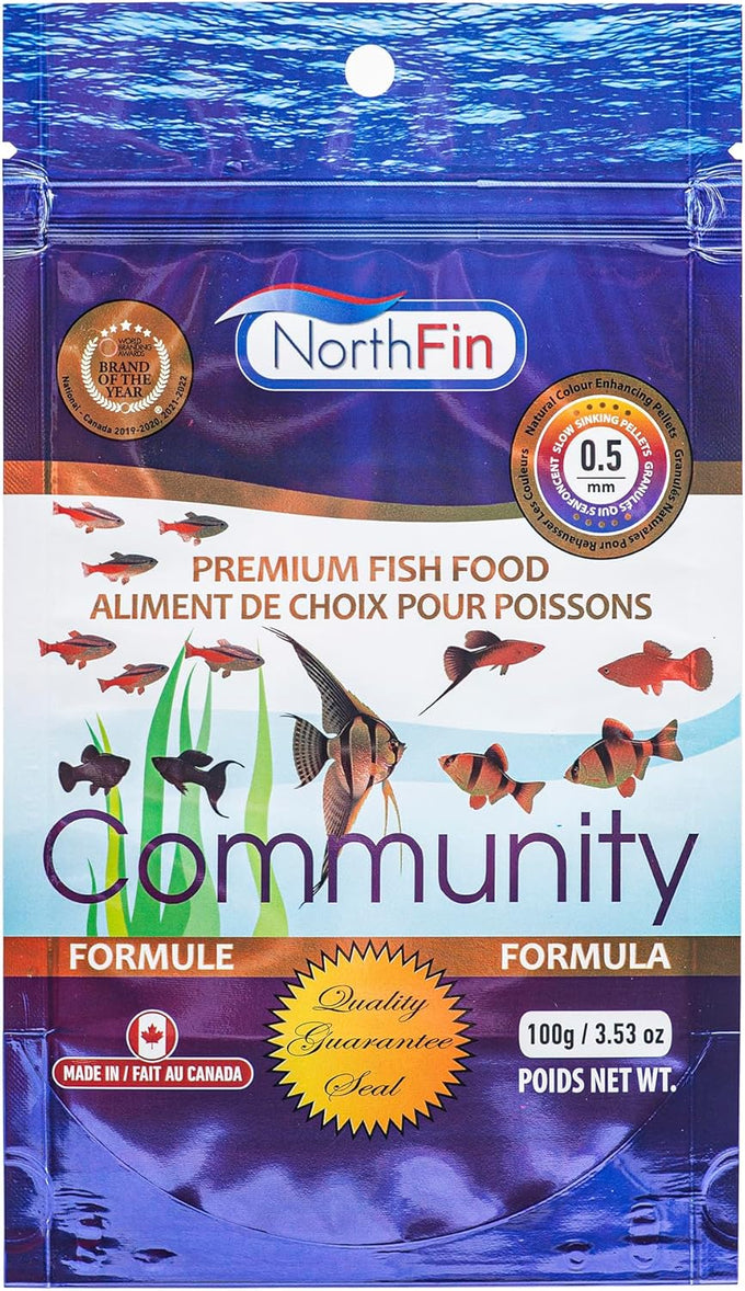 Northfin fish food community formula slow sinking pellets 0.5mm diameter 100g