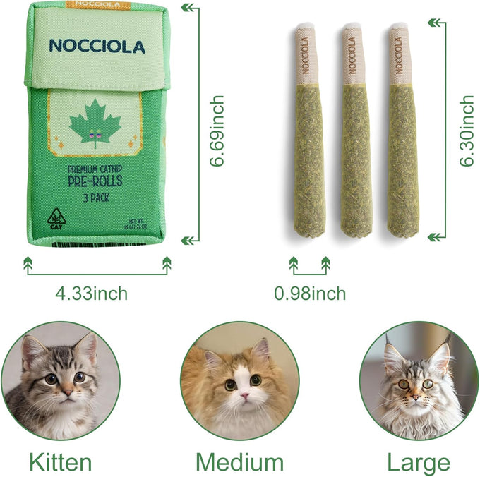 Nocciola 3 pack catnip toys for cats, funny cat toys with 100% pure organic catnip, safe kitten teething chew and kicker toys