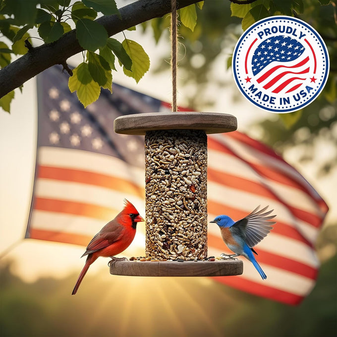 4 inch x 7.75 inch Flockin' Bugs Nuts and Berries Bird Seed Cylinders with Hole for Blue Birds and Woodpeckers