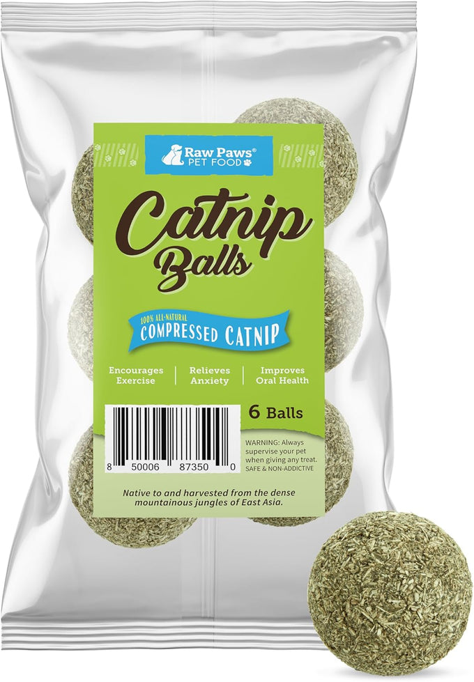raw paws catnip balls 6-count interactive cat toys for indoor cats catnip licking balls natural all-natural catnip no artificial ingredients