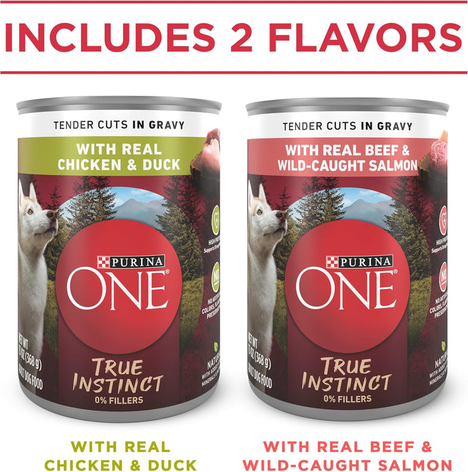 Purina ONE Tender Cuts Wet Dog Food Variety Pack - Chicken & Duck, Beef & Salmon